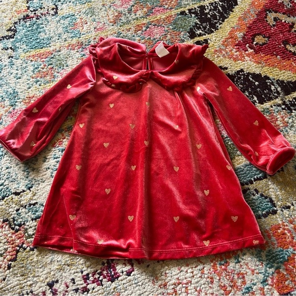 H&M Collared Velour Dress red hearts size 18M - Picture 2 of 4